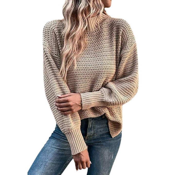 Knit sweater for women with high mock neck and structured design Lune London