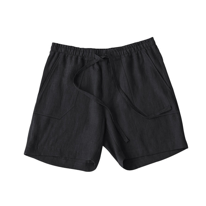 Shorts d'été en lin pour femmes avec taille élastique et poches pratiques Lune London