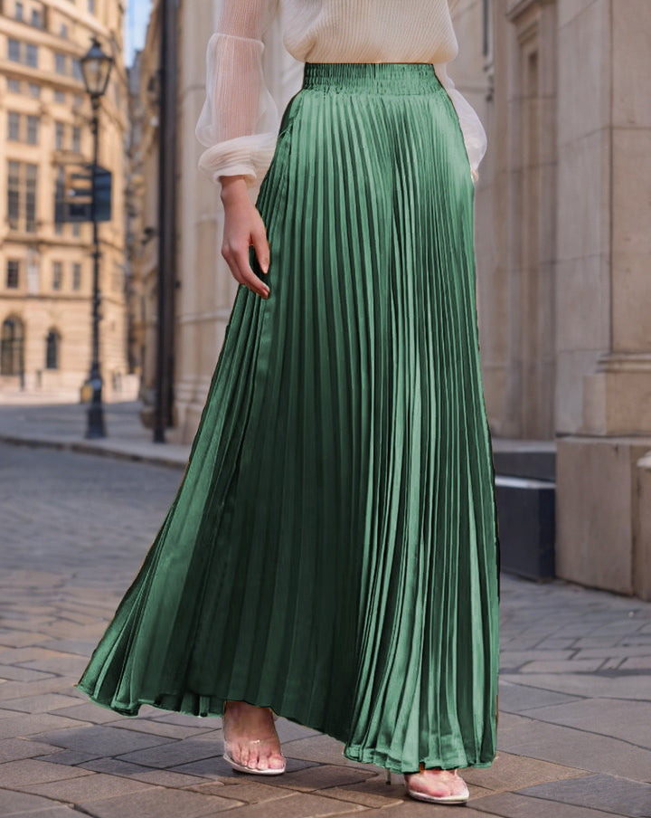 Pleated maxi skirt for women with elastic waist and flowy cut Lune London