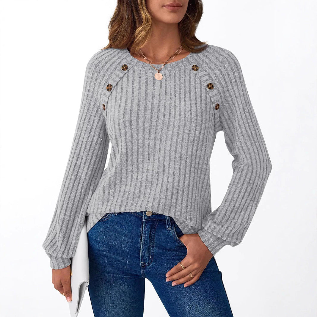 Casual knitted sweater for women with stylish button details Lune London