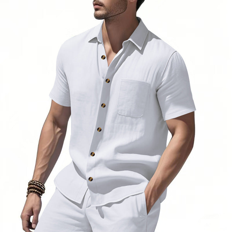 Short sleeve shirt for men with chest pocket and trendy button details Lune London