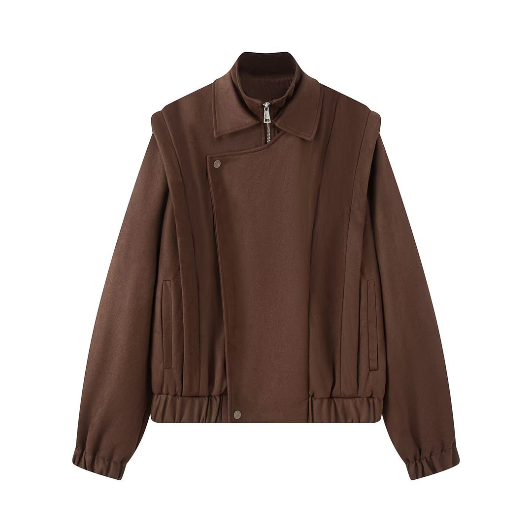Veste de transition féminine à la mode avec coupe asymétrique et poches confortables Chic & Stil