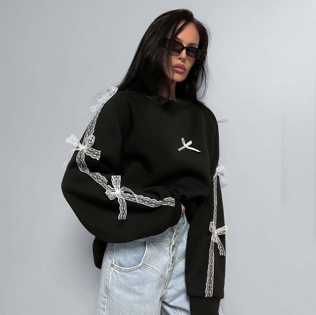 Ladies elegant sweatshirt with unique tie belts Lune London
