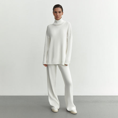 Modular knitted set for women with high collar and loose fit Lune London