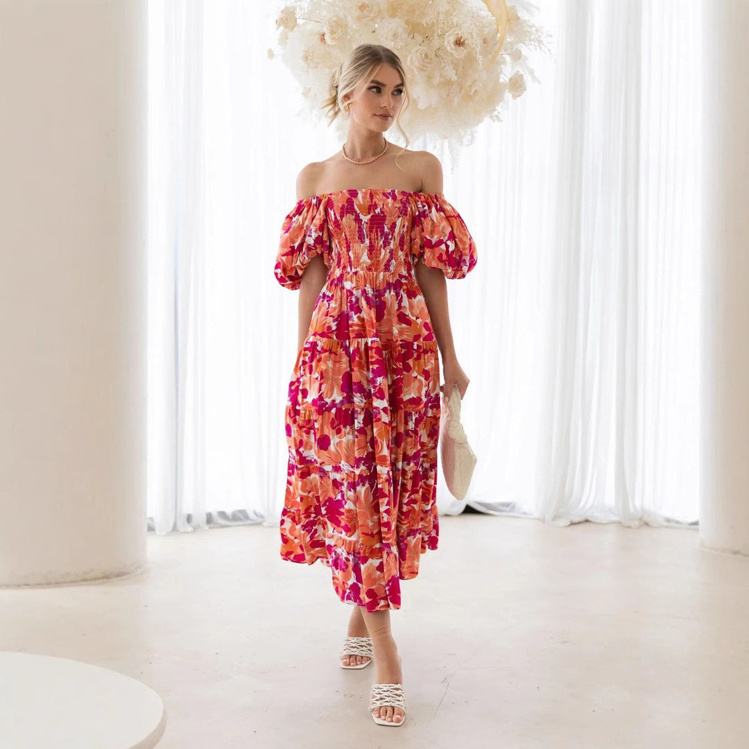 Lune London Off-Shoulder Floral Midi Dress for Women