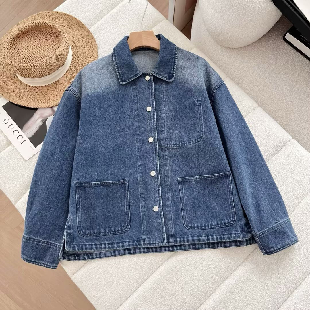 Veste en denim décontractée pour femmes avec poches modernes Chic & Stil