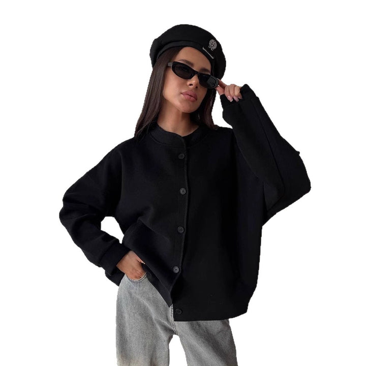 Women's Casual Sweat Jacket with Button Closure and Relaxed Fit Lune London
