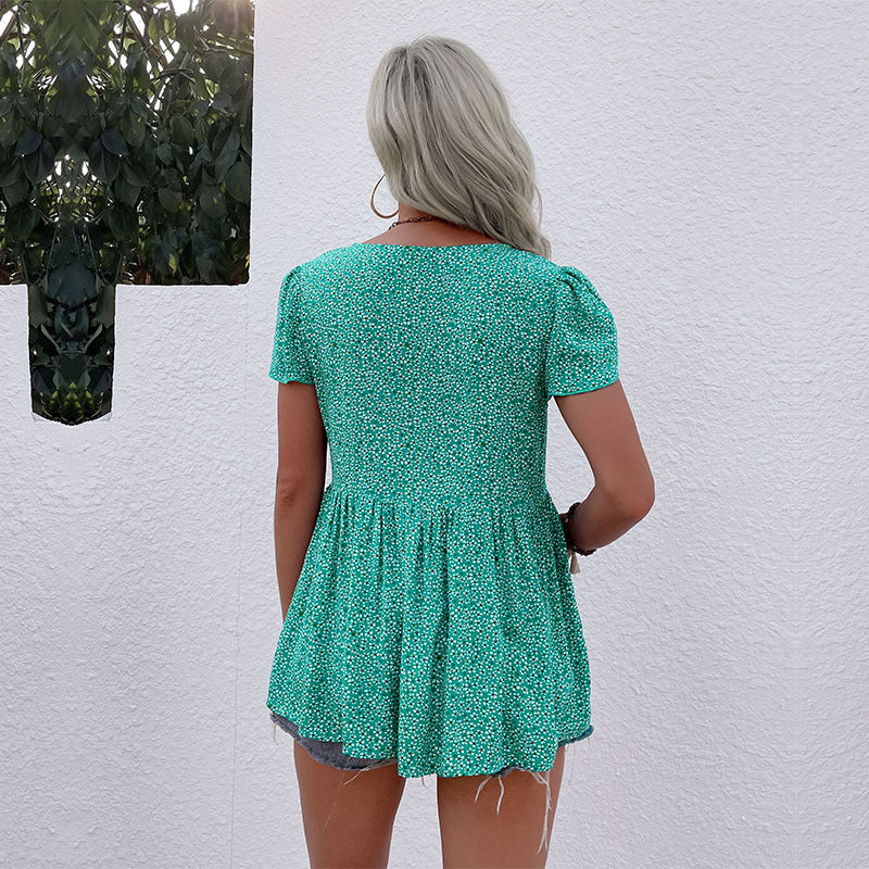 Women Flowing Button Peplum Top Lune London
