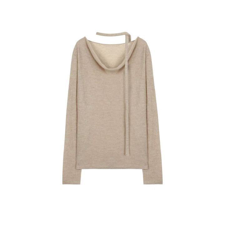 Ladies Elegant Knit Top with Open Neckline and Tie Lune London