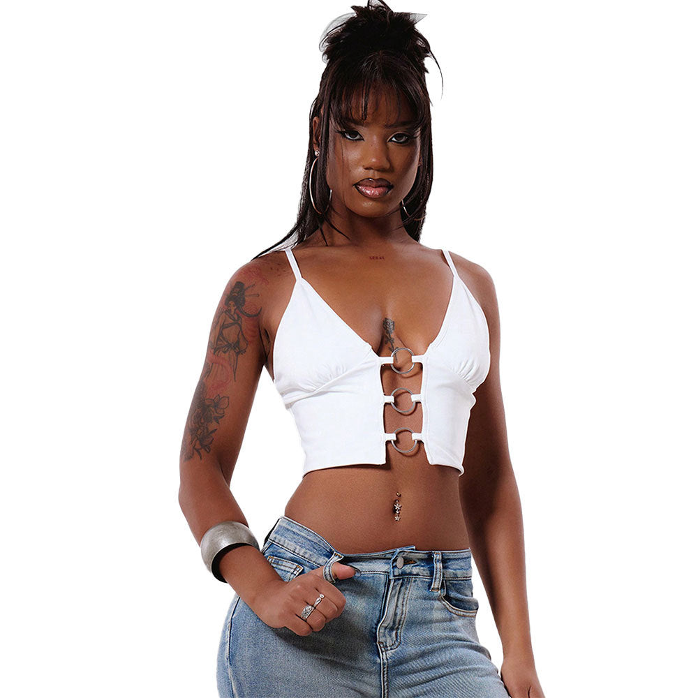 Chic & Stil Women's Court Top with Decorative and V-Shaped Loops