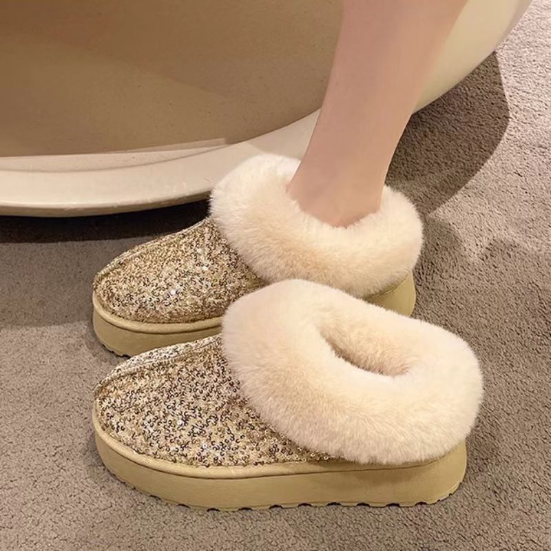 Ladies Plush Sparkly Slippers Lune London