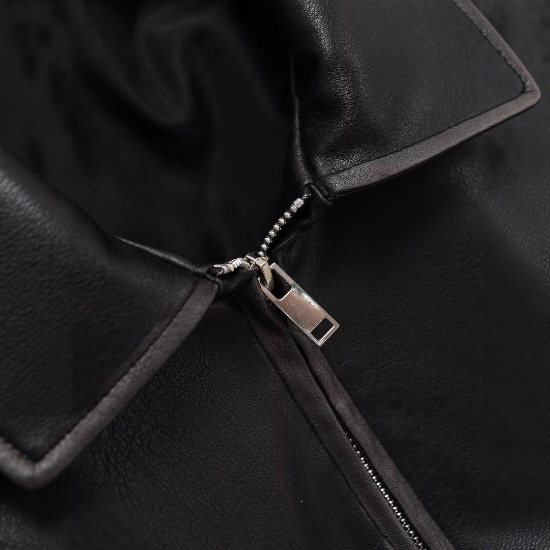 Cropped leather jacket for women with practical pockets Lune London