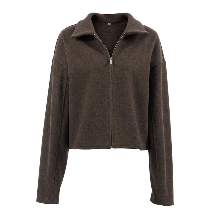 Cropped polyester jacket for ladies in modern chic style