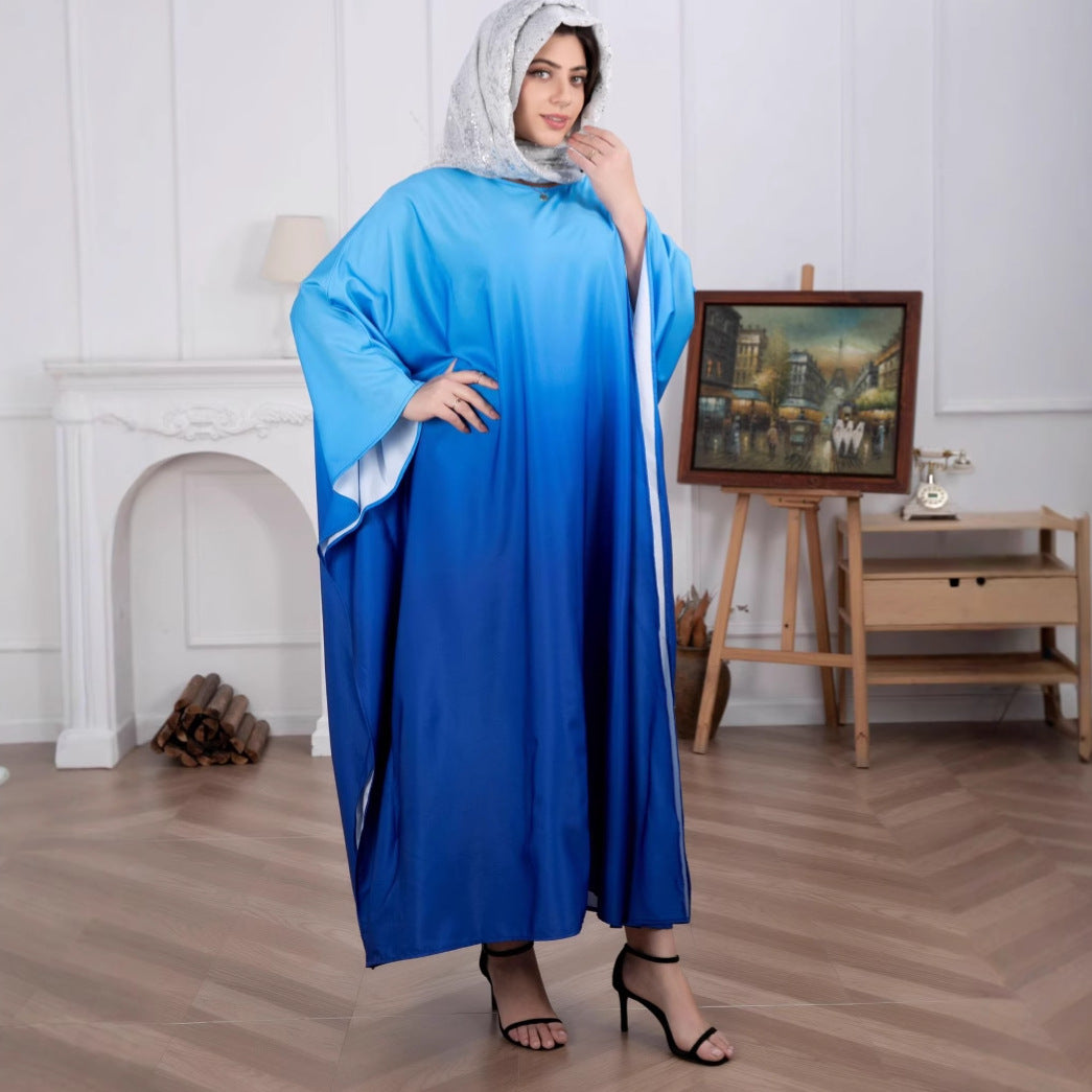 Women's maxi dress with flowing watercolor pattern and wide-cut sleeves Lune London