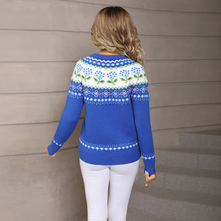 Sweater pour femmes avec motif jacquard floral Chic & Stil