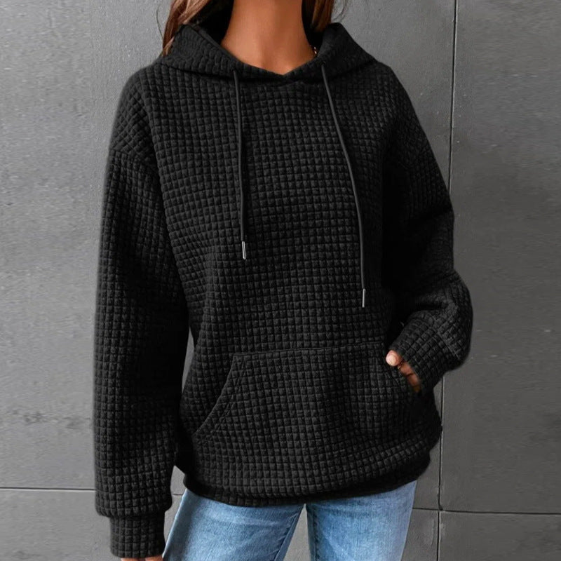 Haut en waffle pour femmes avec poche kangourou et coupe décontractée Chic & Stil