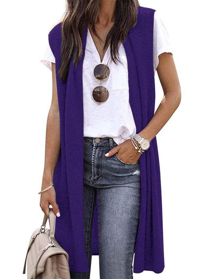 Women's Knitted Vest In A Casual Oversized Design with Open Fronts and Short Sleeve Length Lune London