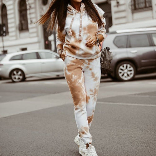 Lune London | Women's Casual Hoodie Sweatpants Set in Tie-Dye Design