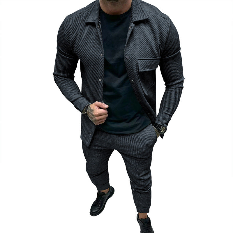 Fashionable casual set for men with a textured top and elastic pants Lune London
