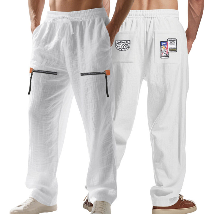 Lightweight cargo pants for men with elastic waistband and practical zip pockets Lune London