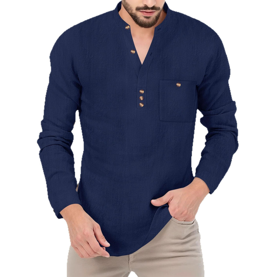 Casual long-sleeve shirt for men with button placket and chest pocket Lune London