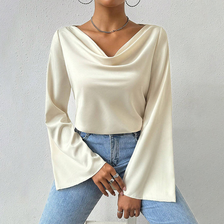 Women's blouse with chic cascading neckline and long sleeves Chic & Stil