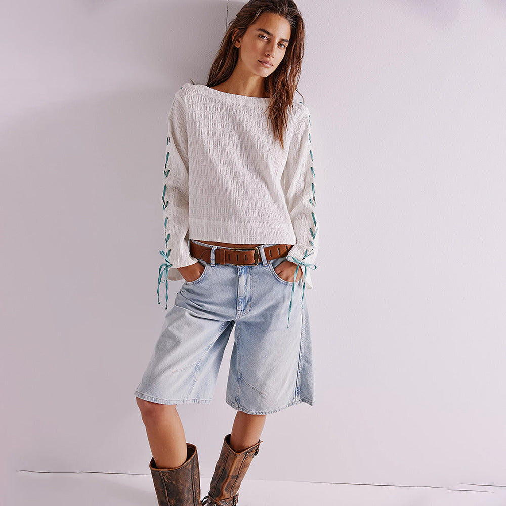 Women's blouse with trendy lace-up design and airy cut Lune London