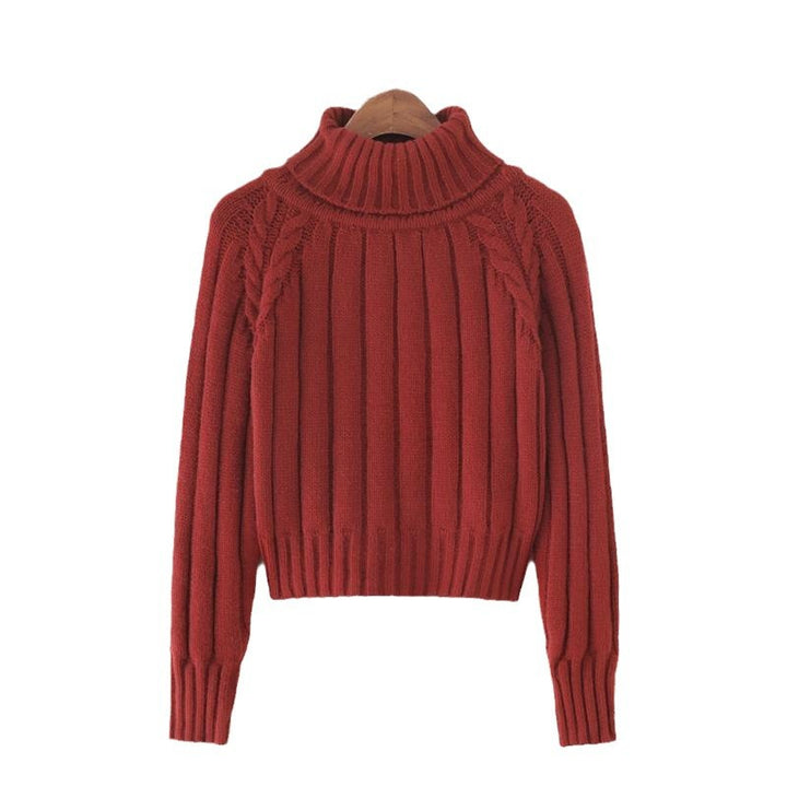 Knit sweater for women with high collar and ribbed structure Lune London