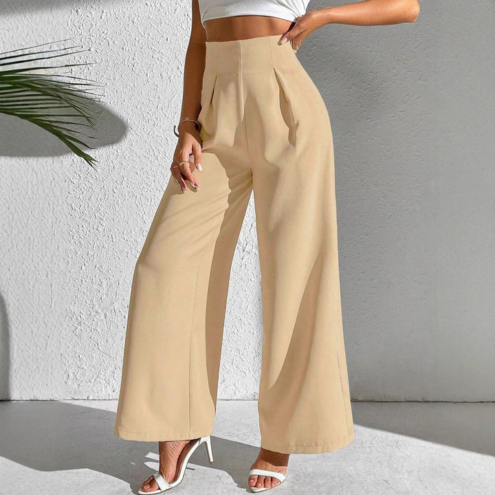 High-waisted wide-leg pants for women with decorative pleats Lune London