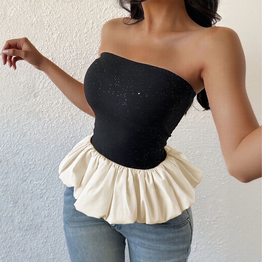 Women's Sleeveless Ruffle Peplum Top Lune London