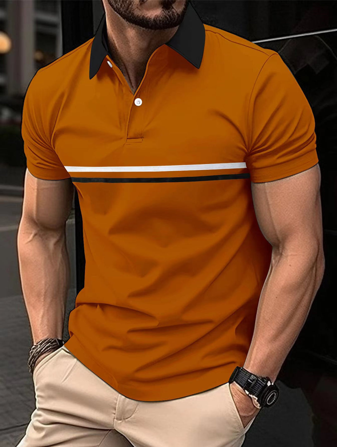 Men's Polo Shirt Sport Style Striped Lune London