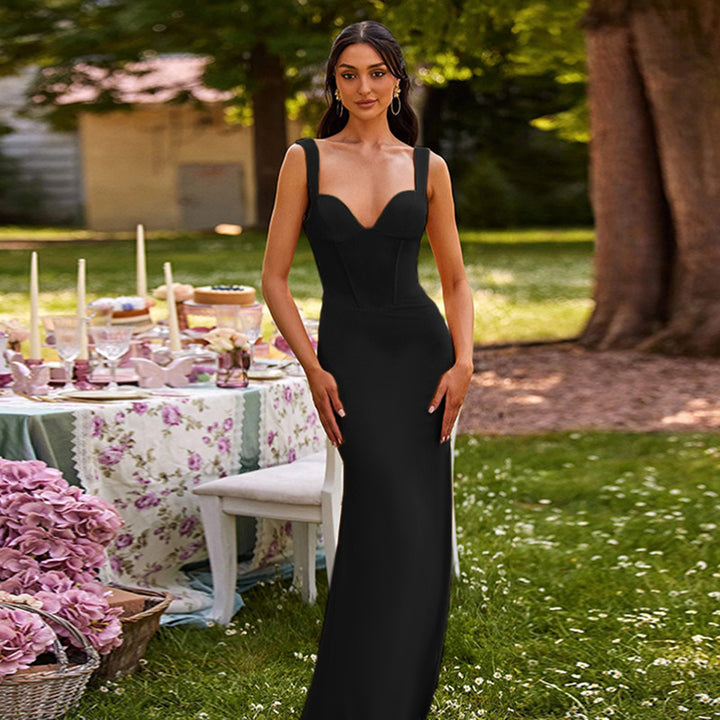 Robe Maxi Élegante pour Femmes avec Décolleté en V Profond et Silhouette Ajustée Chic & Stil