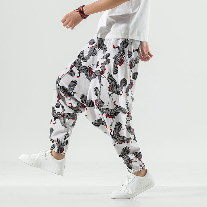 Casual Harem Pants for Men with Modern Print and Elastic Waist Lune London