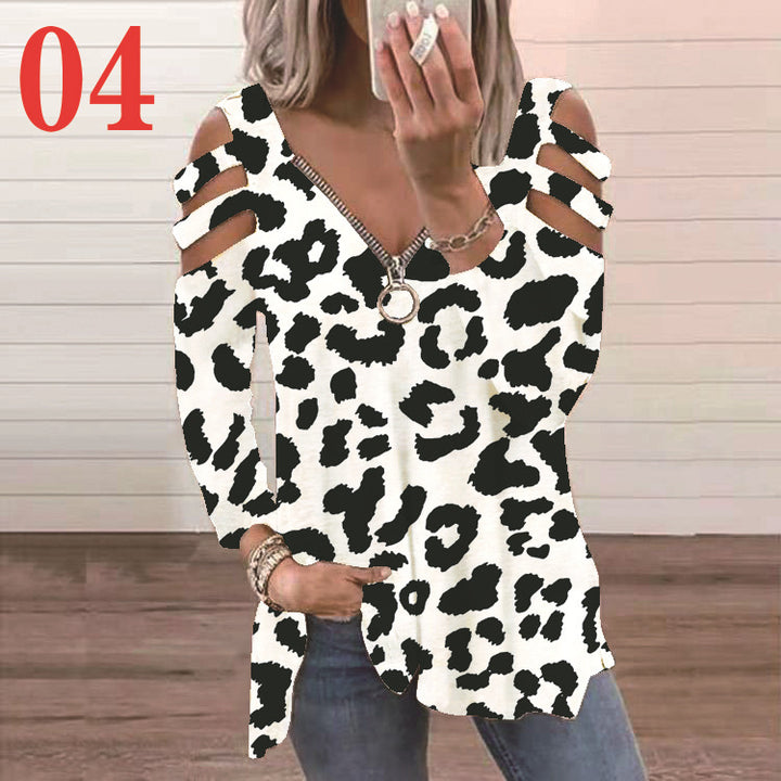 Women's blouse with a floral cutout design and a casual V neck Lune London