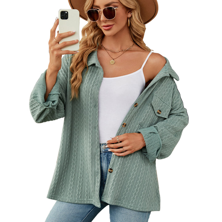 Oversized women's jacket shirt with textured pattern Lune London