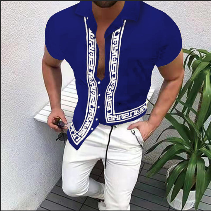 Lune London geometric short sleeve button-up shirt