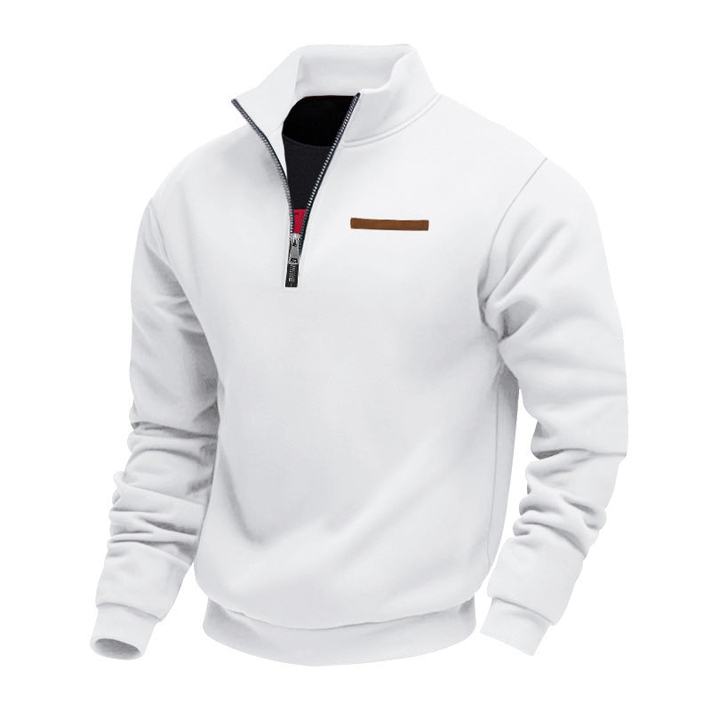 Sporty fleece pullover for men with half-zip Lune London