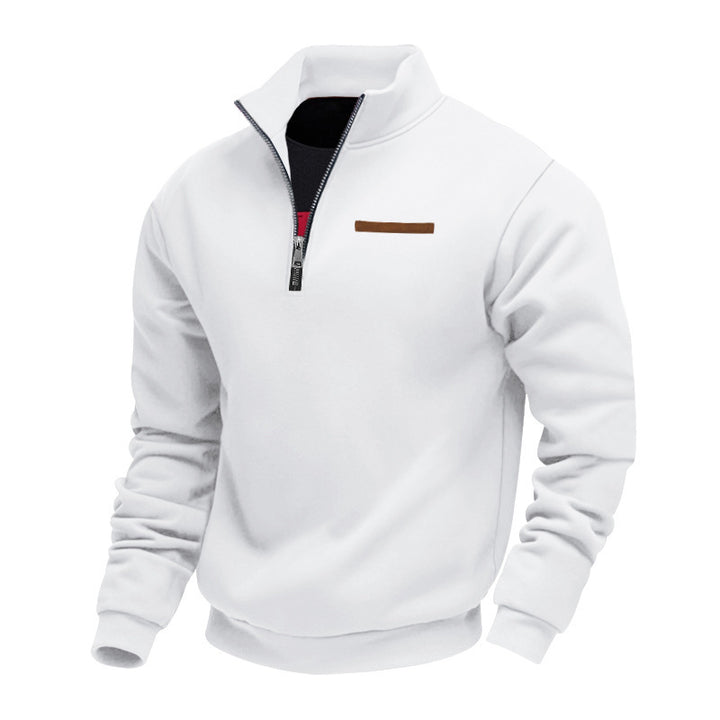 Sporty fleece pullover for men with half-zip Lune London