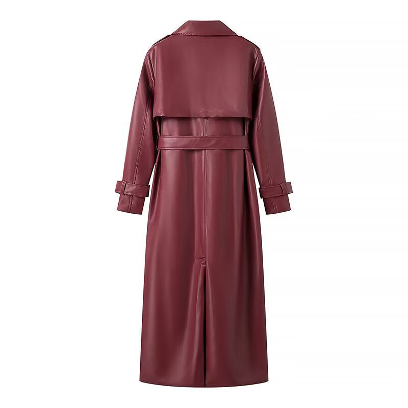 Faux leather trench coat for women with adjustable belt and stylish cut Lune London