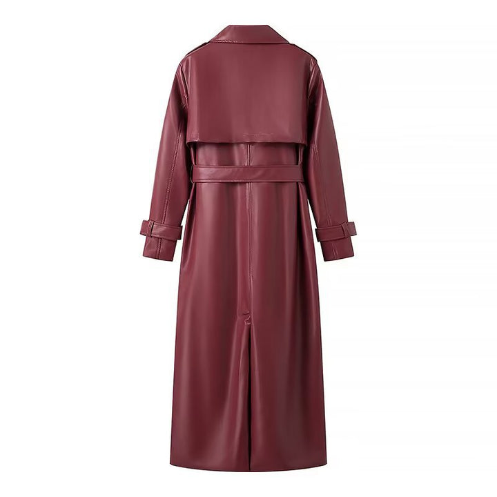 Faux leather trench coat for women with adjustable belt and stylish cut Lune London