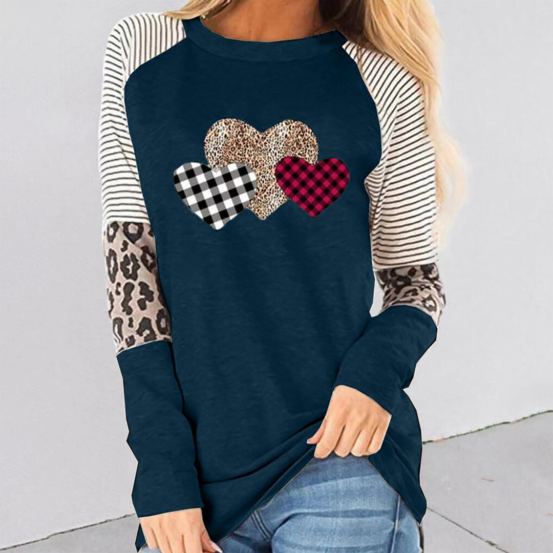 Ladies casual long sleeve T-shirt with heart pattern and textured design Lune London