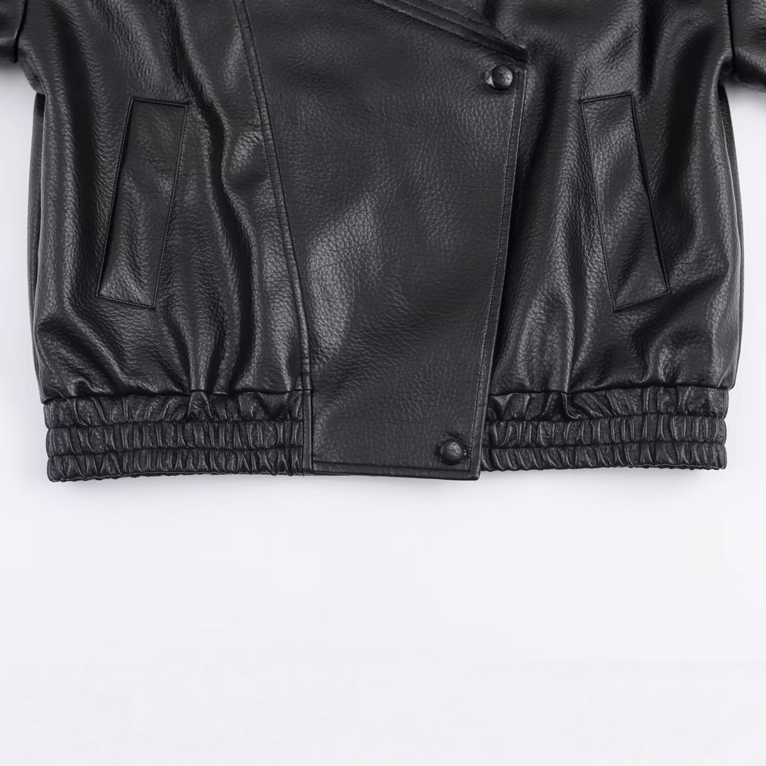 Veste en faux cuir à la mode pour femmes avec col élégant Chic & Stil