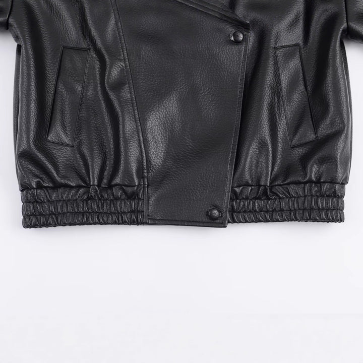 Veste en faux cuir à la mode pour femmes avec col élégant Chic & Stil