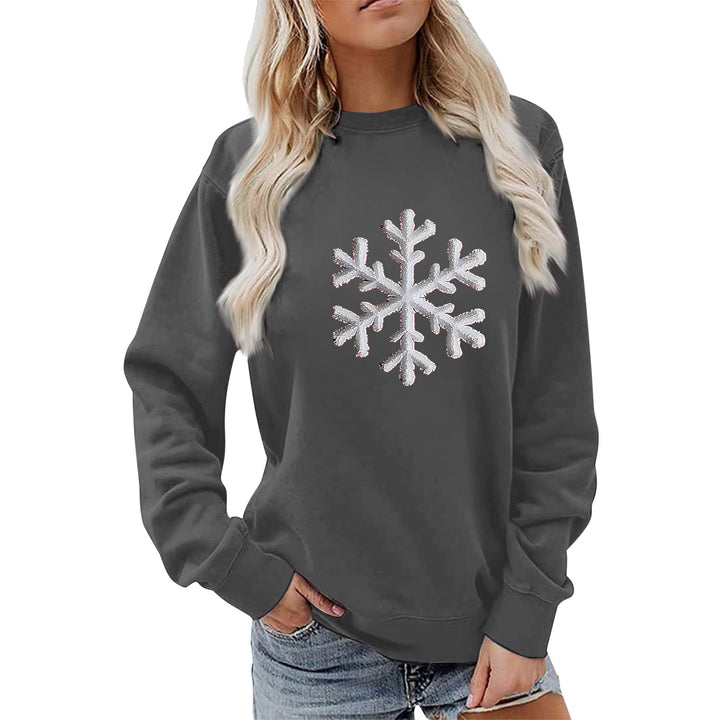 Sweat-shirt pour femmes avec design de flocon de neige brillant et coupe décontractée Chic & Stil