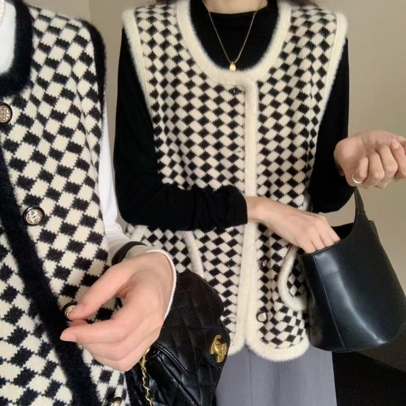 Gilet tricoté à la mode pour femmes avec motif graphique Chic & Stil
