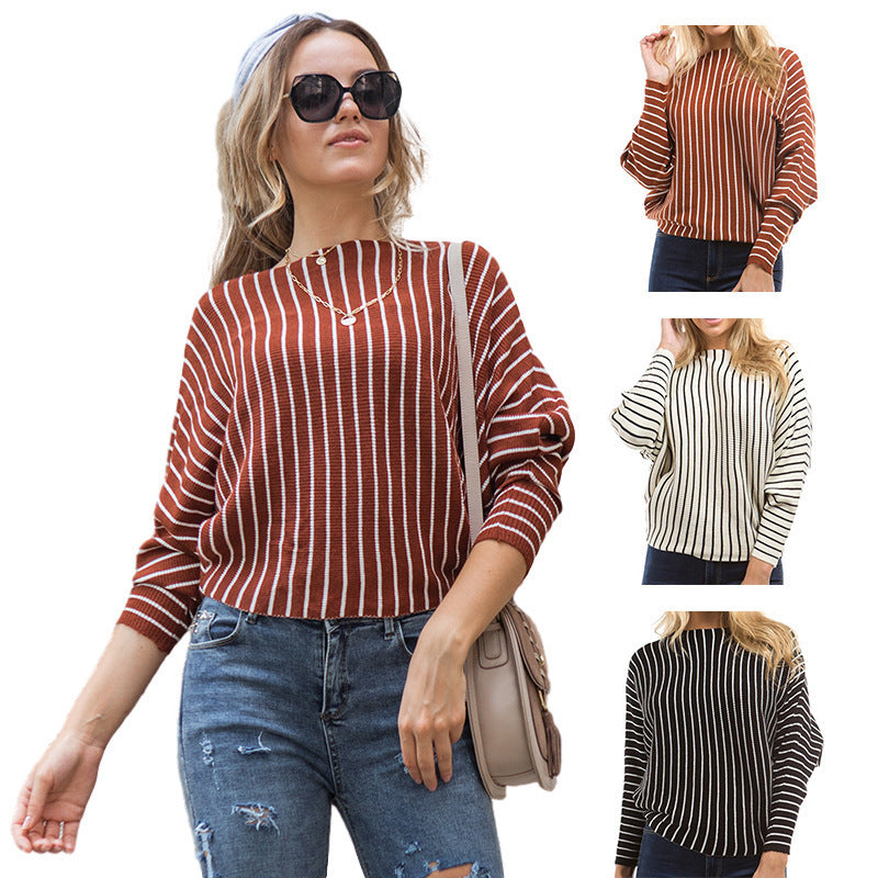 Wide cut striped women's sweater with innovative design Lune London