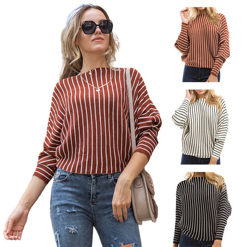 Wide cut striped women's sweater with innovative design Lune London
