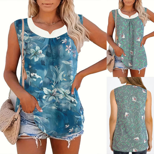 Ladies floral pattern sleeveless blouse Lune London