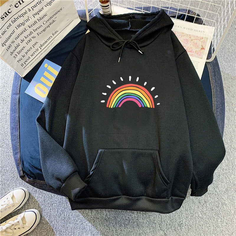Women's hoodie with cheerful rainbow motif Chic & Stil