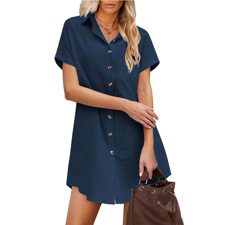 Women's shirt dress with a relaxed cut featuring button details and an applied pocket Lune London